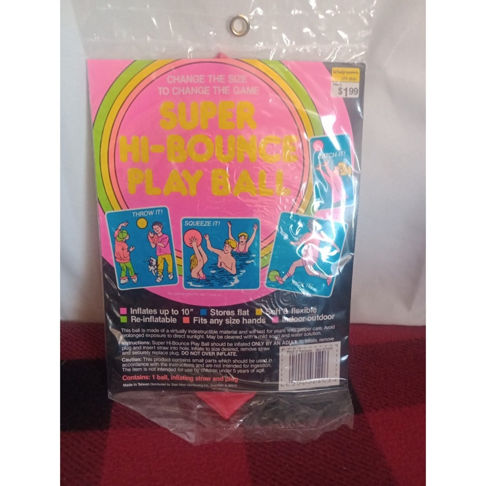 Vintage 80s Walgreens Super HI BOUNCE Inflatable  Play Ball New SEALED Red